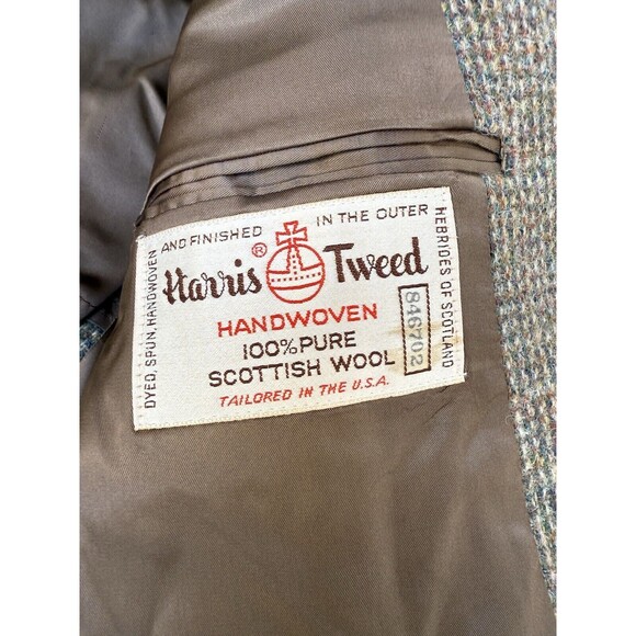 Vintage Harris Tweed Sports Jacket Coat Wool Mens Large Handwoven Scotland 1985 - Picture 5 of 14